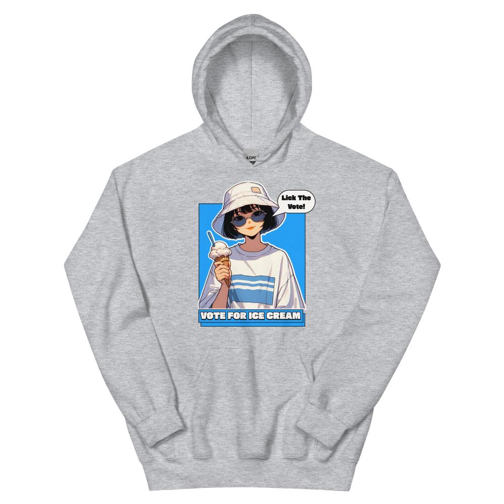 Lick The Vote Anime Ice Cream Girl Hoodie - Sport Grey Color - https://ascensionemporium.net